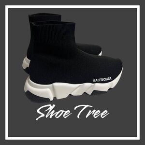 Balenciaga Speed Trainers Knit Sneakers Women Size 6 Sock Sneaker Black White